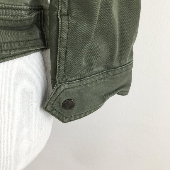 A&F ABERCROMBIE & FITCH Green Hooded Denim Feel Logo Hardware Jacket - Picture 11 of 14
